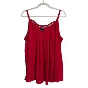 Torrid Women's Plus 3X Hot Pink Georgette Criss Cross Back Pintuck Cami Tank